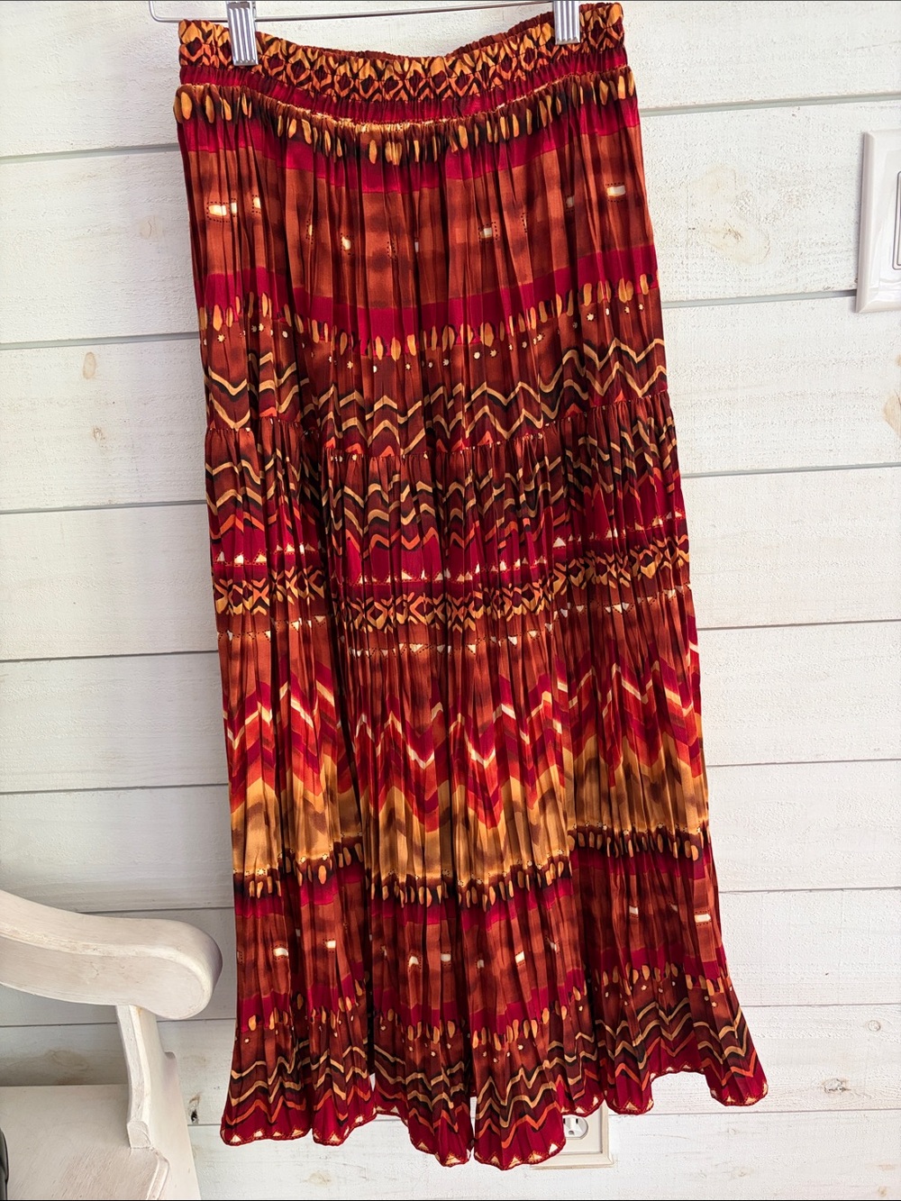 Vintage Alexander Campbell Midi Skirt Boho Aztec Geometric Print Small Made USA